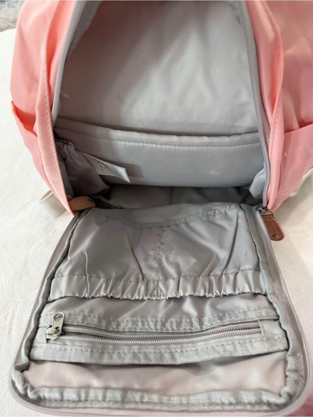 Doughnut Pink And Beige Mini Backpack With Adjustment Straps And Multi Pockets - Picture 3 of 5